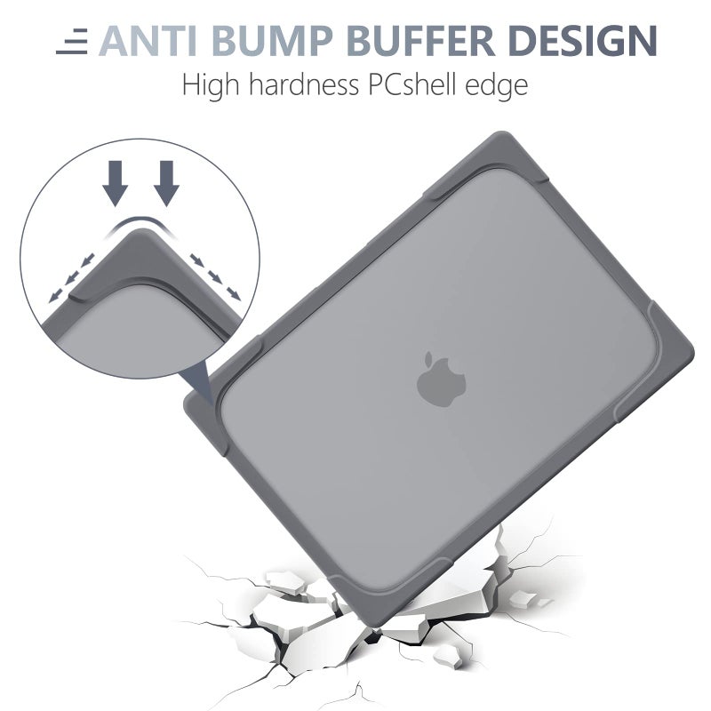 Batianda Heavy Duty Case for MacBook Pro 13 inch 2022 2020 Release A2338 M2 M1 A2289 A2251, Ergonomic Foldable Kickstand (Holds 22lbs) Matte Translucent Shockproof Cover with Spare Parts, Grey - Image 5